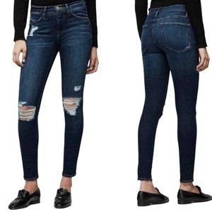 Frame Women's Le High Skinny Size 30 Intentionally Distressed Raw Hem Jeans